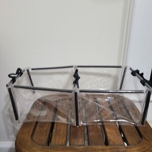 Portable Clear Dual PVC Camping Sink with Black Handles Folding Wash Basin